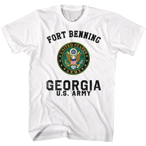 US Army Fort Benning Georgia Adult White Tee Shirt - Yoga Clothing for You