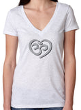 Womens Om Heart Deep V-neck Tee Shirt - Yoga Clothing for You