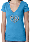 Womens Om Heart Deep V-neck Tee Shirt - Yoga Clothing for You