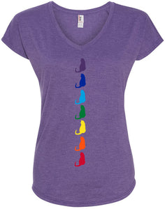 Yoga Clothing For You Womens Chakra Cats Vee Neck T-shirt - Yoga Clothing for You