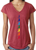 Yoga Clothing For You Womens Chakra Cats Vee Neck T-shirt - Yoga Clothing for You