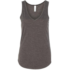 Ladies Dark Grey Flowy V-Neck Tank Top - Yoga Clothing for You