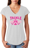 Ladies Breast Cancer T-shirt Tackle Cancer Triblend V-Neck - Yoga Clothing for You