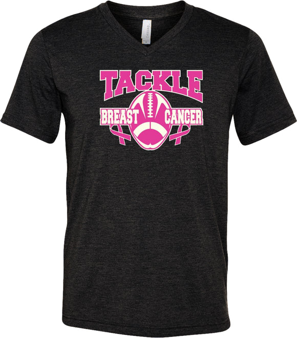 Breast Cancer T-shirt Tackle Cancer Tri Blend V-Neck - Yoga Clothing for You
