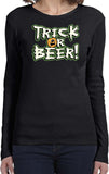 Ladies Halloween T-shirt Trick or Beer Long Sleeve - Yoga Clothing for You
