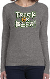 Ladies Halloween T-shirt Trick or Beer Long Sleeve - Yoga Clothing for You