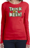 Ladies Halloween T-shirt Trick or Beer Long Sleeve - Yoga Clothing for You