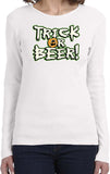 Ladies Halloween T-shirt Trick or Beer Long Sleeve - Yoga Clothing for You