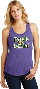 Ladies Halloween Tank Top Trick or Beer Racerback - Yoga Clothing for You