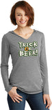 Ladies Halloween T-shirt Trick or Beer Tri Blend Hoodie - Yoga Clothing for You
