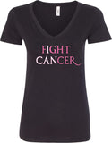 Ladies Breast Cancer T-shirt I Can Fight Cancer V-Neck - Yoga Clothing for You