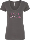 Ladies Breast Cancer T-shirt I Can Fight Cancer V-Neck - Yoga Clothing for You