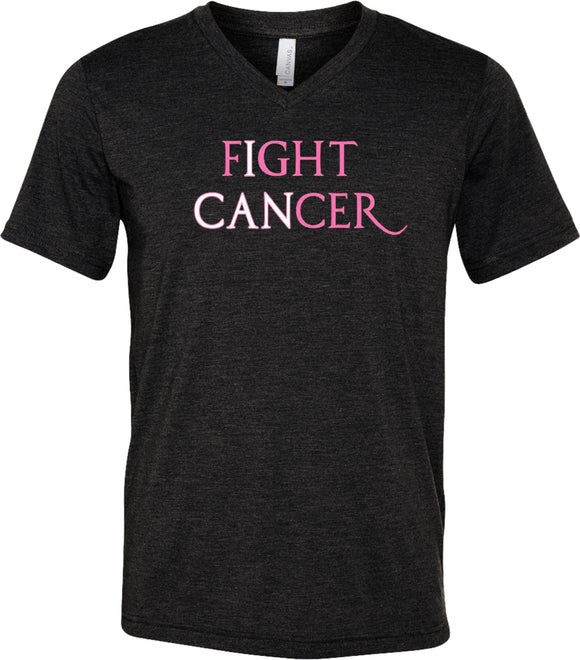 Breast Cancer T-shirt I Can Fight Cancer Tri Blend V-Neck - Yoga Clothing for You