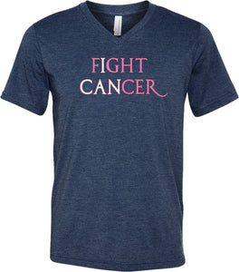 Breast Cancer T-shirt I Can Fight Cancer Tri Blend V-Neck - Yoga Clothing for You