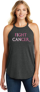 Ladies Breast Cancer Tank Top I Can Fight Cancer Tri Rocker Tank - Yoga Clothing for You