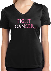 Ladies Breast Cancer Shirt I Can Fight Cancer Dry Wicking V-Neck - Yoga Clothing for You