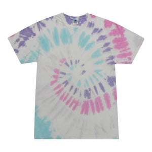 Tie Dye Multi Color Spiral Streak Classic Fit Crewneck Short Sleeve T-shirt for Kids, Acadia - Yoga Clothing for You
