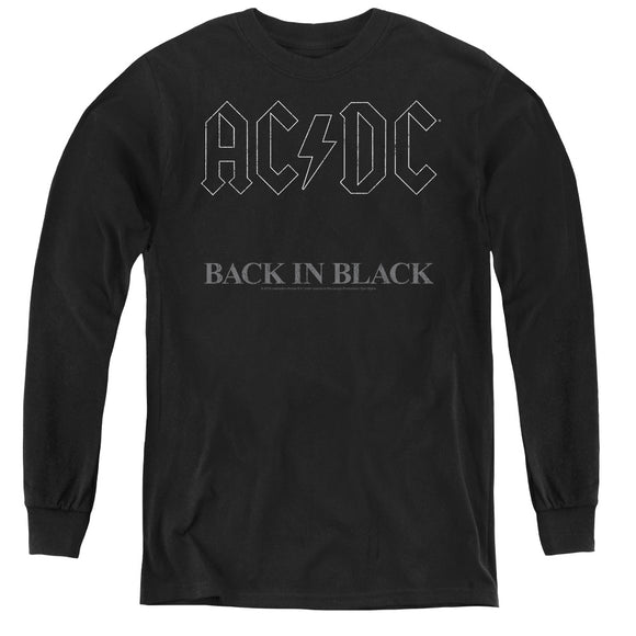 Kids AC/DC T-Shirt Back in Black Album Cover Youth Long Sleeve Shirt - Yoga Clothing for You