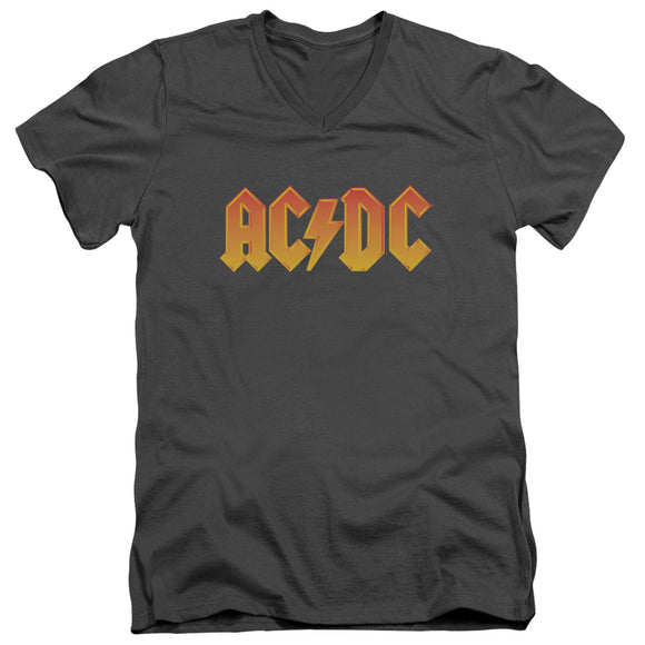 AC/DC Orange Gradient Logo Charcoal V-neck Shirt - Yoga Clothing for You