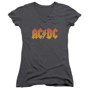 Juniors AC/DC T-Shirt Rocking Thunder Logo V-Neck Shirt - Yoga Clothing for You