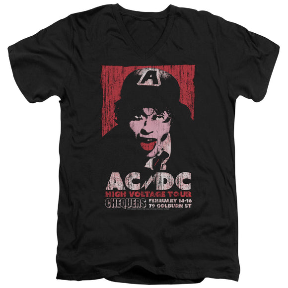 AC/DC High Voltage Tour Chequers Black V-neck Shirt - Yoga Clothing for You