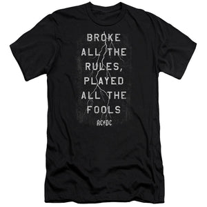 AC/DC Thunderstruck Song Lyrics Black Slim Fit T-shirt - Yoga Clothing for You
