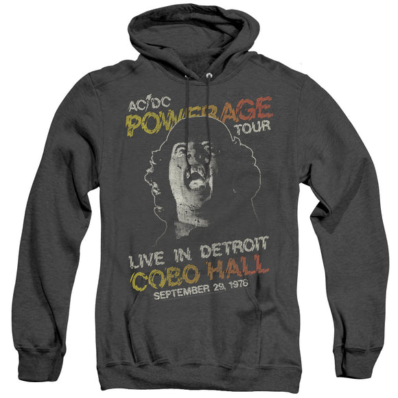 AC/DC 1976 Powerage Tour Live in Detroit Black Heather Hoodie - Yoga Clothing for You