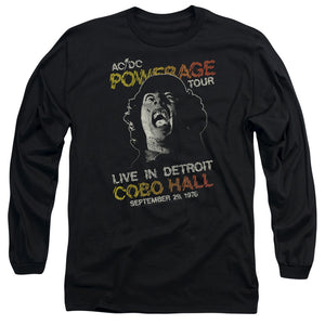 AC/DC T-Shirt Powerage Tour Detroit 1976 Live Long Sleeve Shirt - Yoga Clothing for You