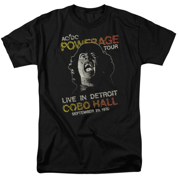 AC/DC 1976 Powerage Tour Live in Detroit Black Tall T-shirt - Yoga Clothing for You