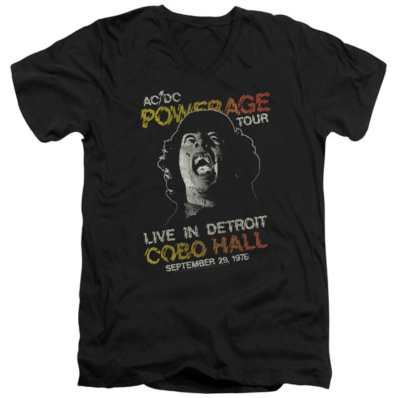 AC/DC 1976 Powerage Tour Live in Detroit Black V-neck Shirt - Yoga Clothing for You