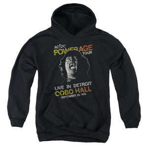 Kids AC/DC Hoodie 1976 Powerage Tour Live in Detroit Youth Hoodie - Yoga Clothing for You