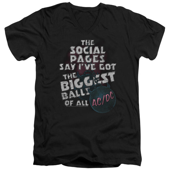 AC/DC Big Balls Song Lyrics Black V-neck Shirt - Yoga Clothing for You