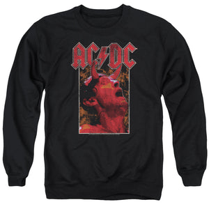 AC/DC Distressed Angus Young Devil Horns Photo Black Sweatshirt - Yoga Clothing for You