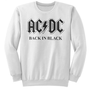 AC/DC Back in Black Logo White Sweatshirt - Yoga Clothing for You