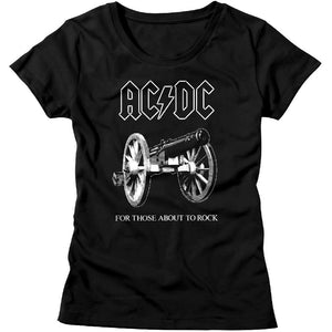 AC/DC Ladies T-Shirt For Those About To Rock Black Tee - Yoga Clothing for You