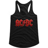 AC/DC Ladies Racerback Tanktop Distressed Red Logo Black Tank
