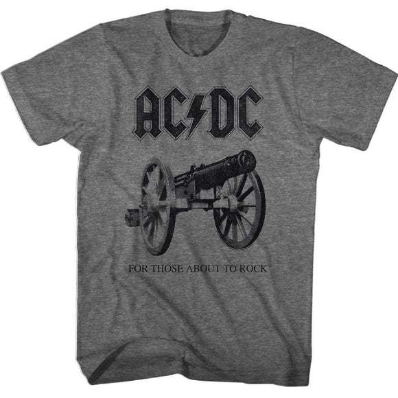 AC/DC T-Shirt For Those About To Rock Grey Heather Tee - Yoga Clothing for You