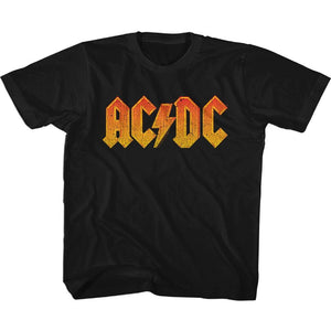 AC/DC Kids T-Shirt Distressed Orange Logo Black Tee - Yoga Clothing for You