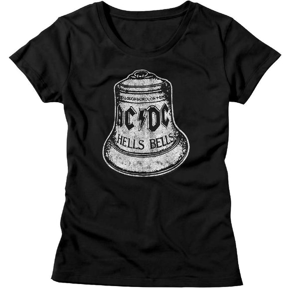AC/DC Ladies T-Shirt Distressed Hell Bells Black Tee - Yoga Clothing for You
