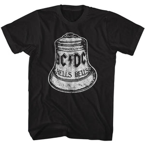 AC/DC Tall T-Shirt Distressed Hell Bells Black Tee - Yoga Clothing for You