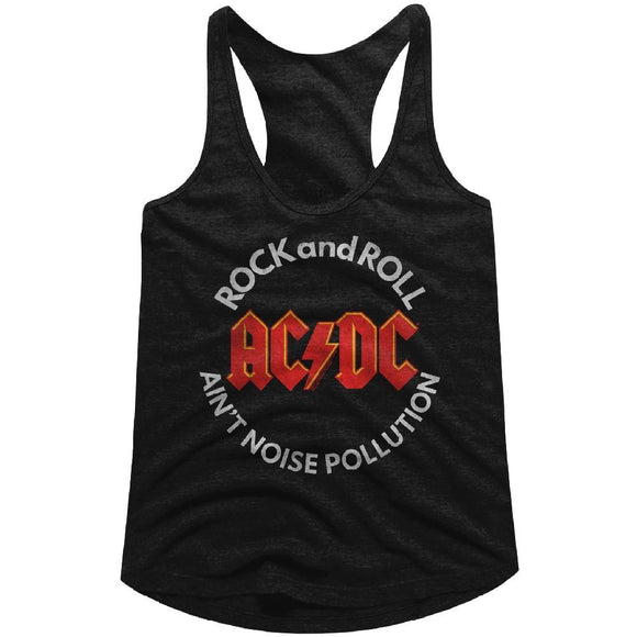 AC/DC Ladies Racerback Tanktop Rock and Roll Aint Noise Pollution Black Tank - Yoga Clothing for You