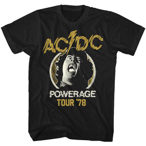 AC/DC 1978 Powerage Tour Black Tall T-shirt - Yoga Clothing for You