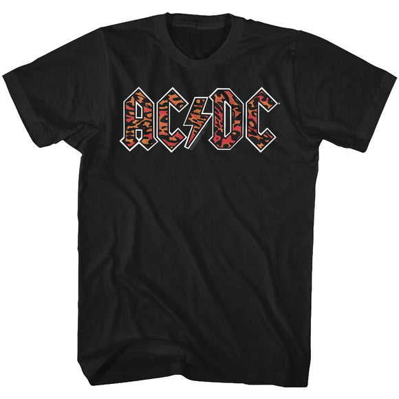 AC/DC Leopard Print Logo Black Tall T-shirt - Yoga Clothing for You