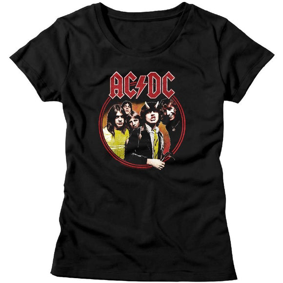 AC/DC Ladies T-Shirt Highway To Hell Circle Black Tee - Yoga Clothing for You