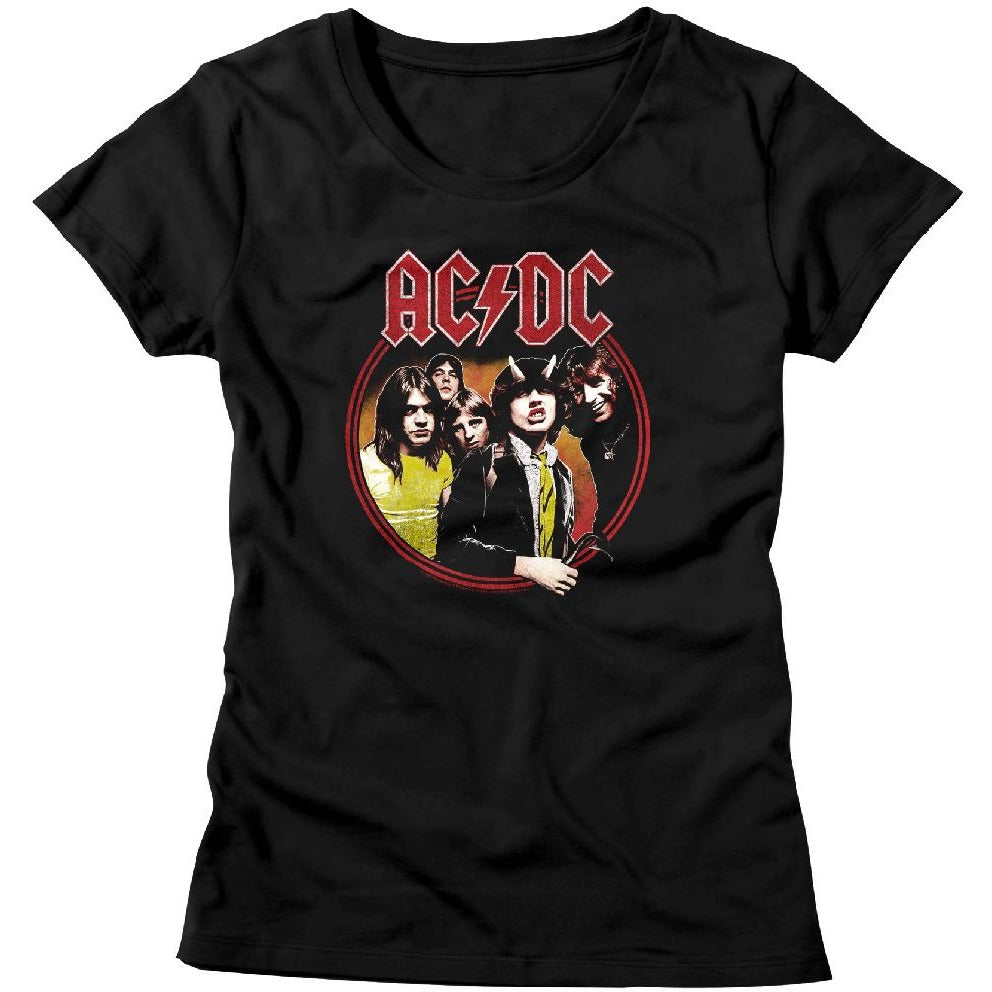 AC/DC Ladies T-Shirt Highway To Hell Circle Black Tee