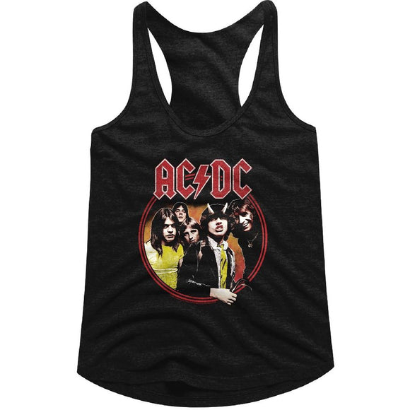 AC/DC Ladies Racerback Tanktop Highway To Hell Circle Black Tank - Yoga Clothing for You