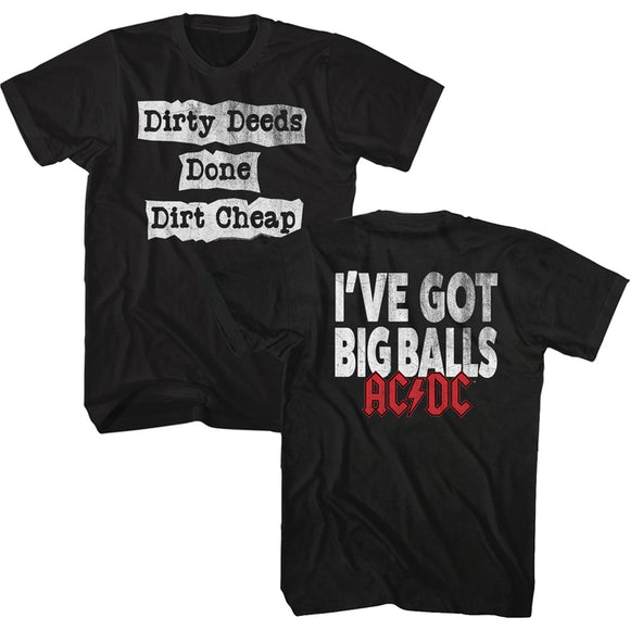 AC/DC Dirty Deeds Done Dirt Cheap Front and Back Black Tall T-shirt - Yoga Clothing for You