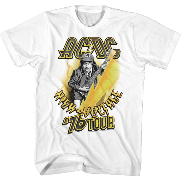 AC/DC 1976 High Voltage Tour White Tall T-shirt - Yoga Clothing for You