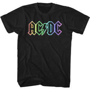 AC/DC Vintage Rainbow Lightning Bolt Logo Black Tall T-shirt - Yoga Clothing for You