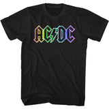 AC/DC Vintage Rainbow Lightning Bolt Logo Black T-shirt - Yoga Clothing for You